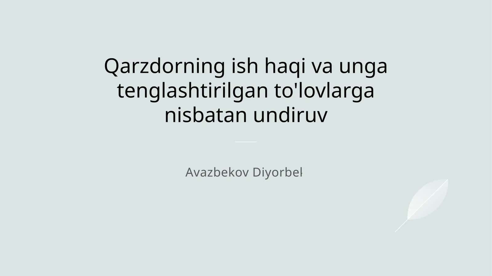 Qarzdorning ish haqi va unga tenglashtirilgan to'lovlarga nisbatan undiruv
