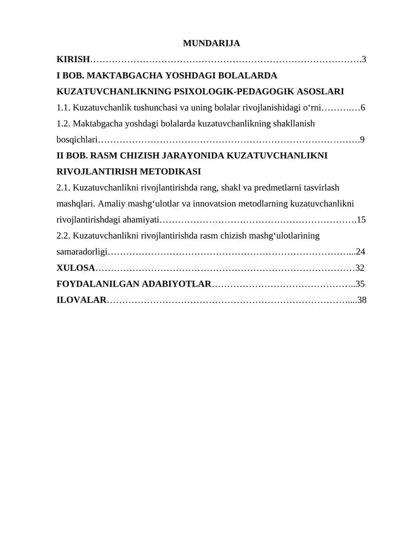 Maktabgacha yoshdagi bolalarda rasm chizishdagi kuzatuvchanlikni rivojlantirish