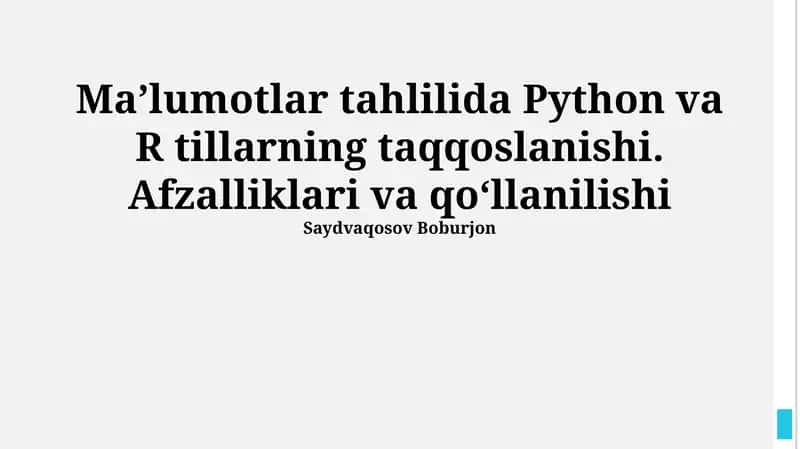 Maʼlumotlar tahlilida Python va R tillarning taqqoslanishi