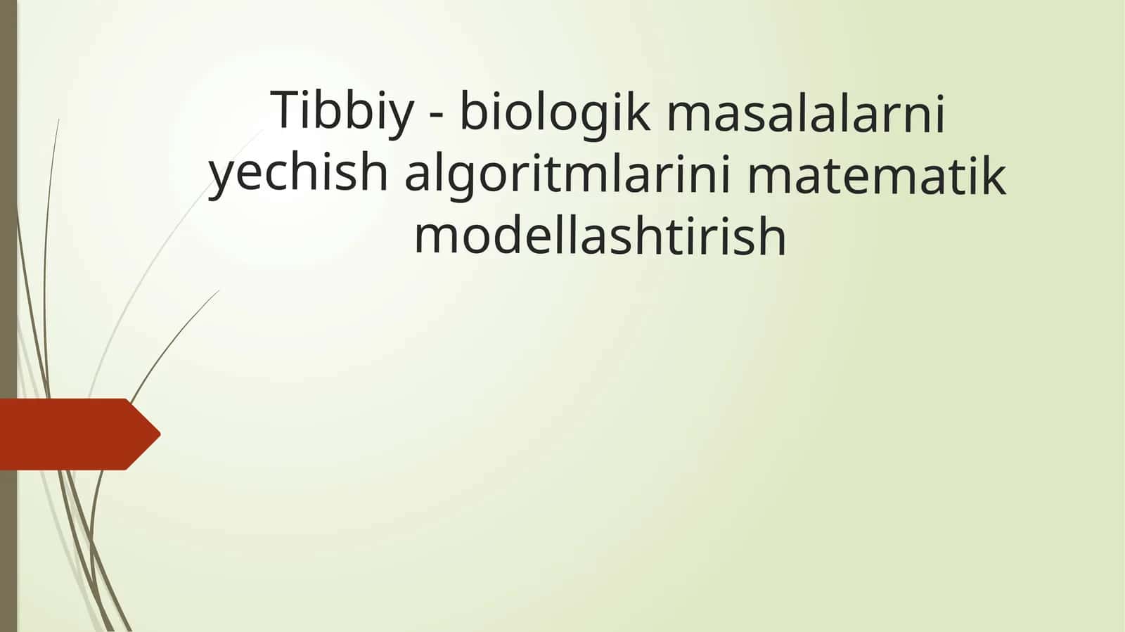 Tibbiy-biologik masalalarni yechish algoritmlarini matematik modellashtirish