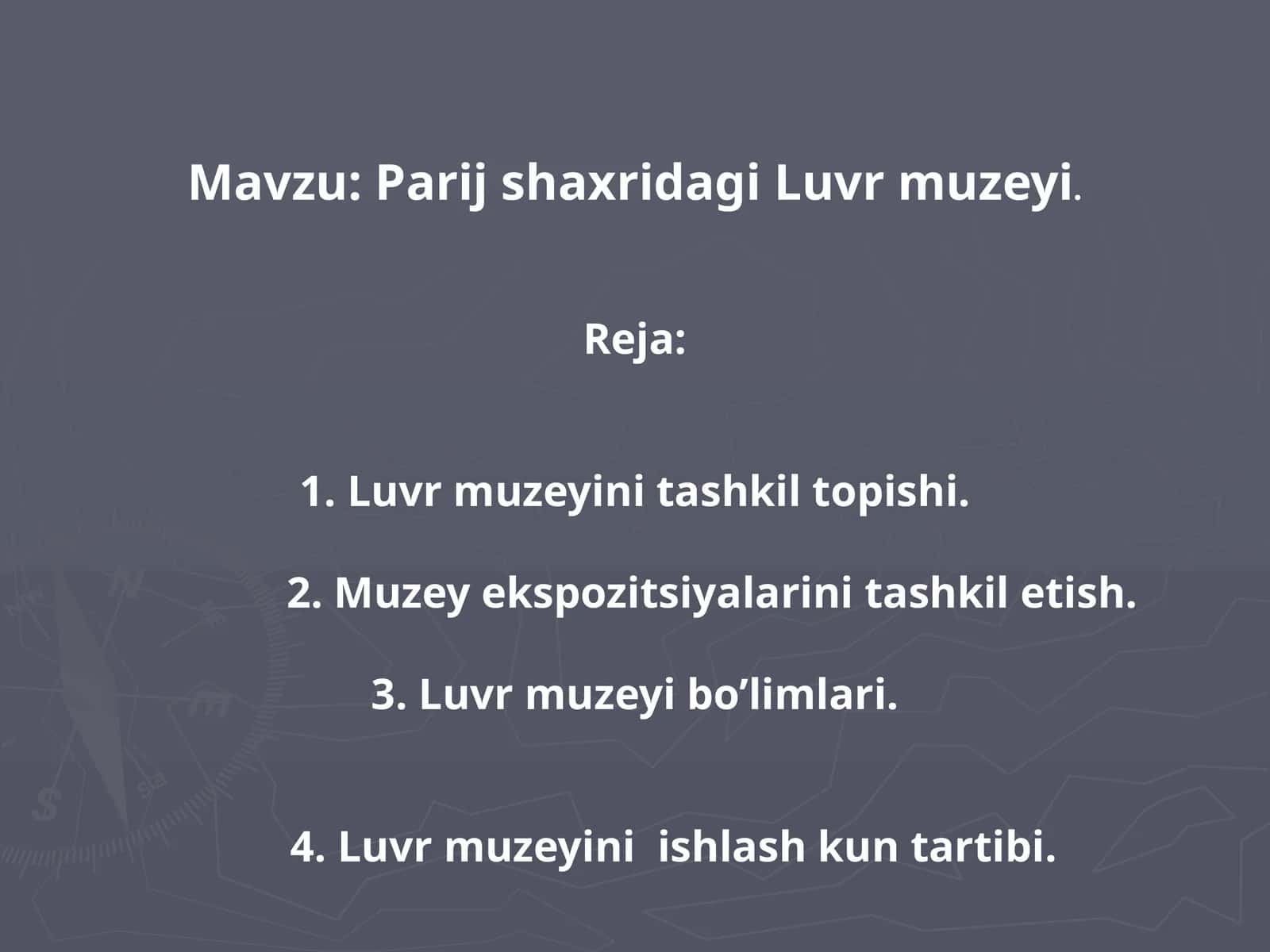 5-sinf Tarix fanidan Parij shaxridagi Luvr muzeyi dars taqdimot
