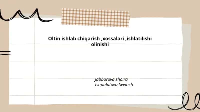 Oltinning fizik xossalari
