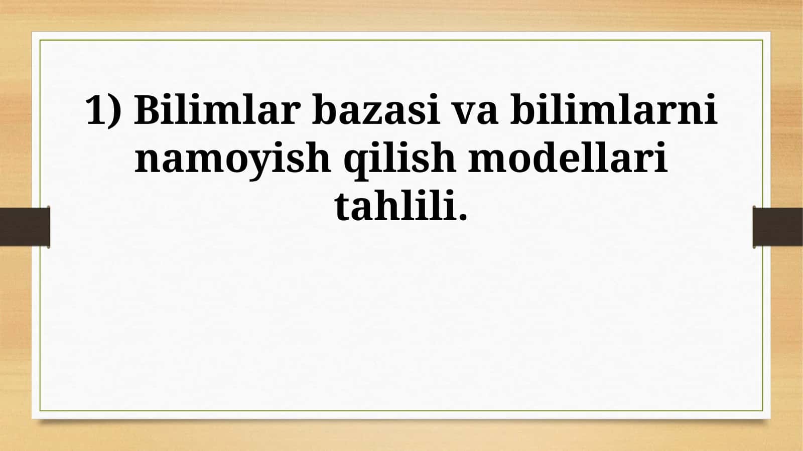 Bilimlar Bazasini Tahlil Qilish