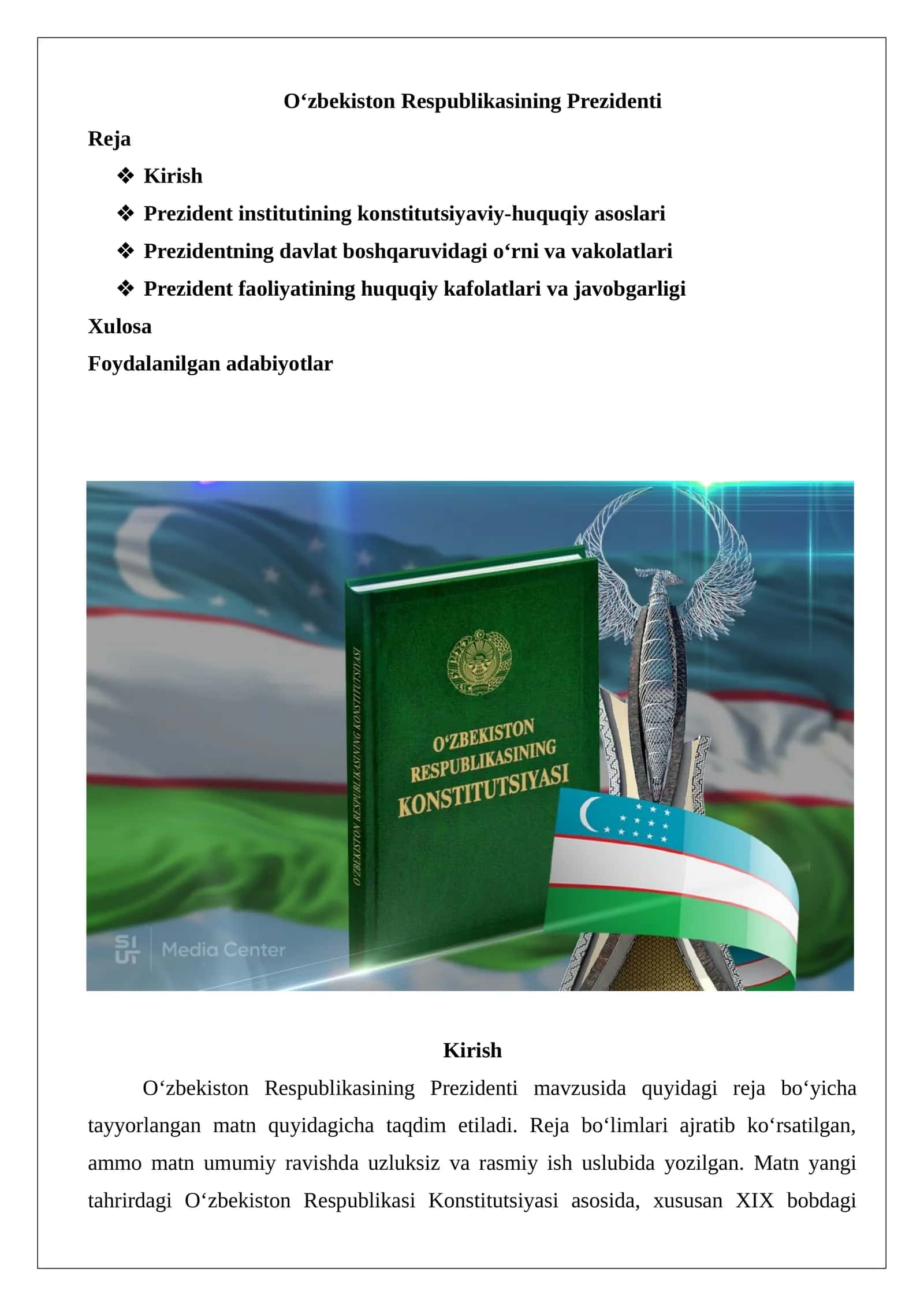 O‘zbekiston Respublikasining Prezidenti