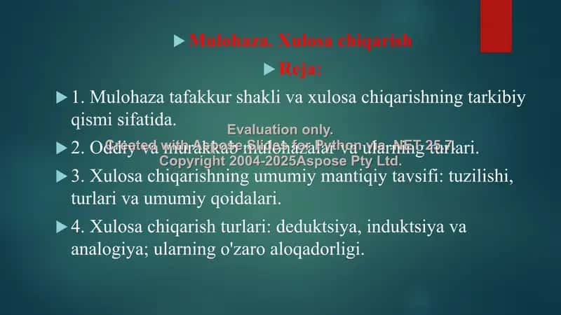 Mulohaza. Xulosa chiqarish