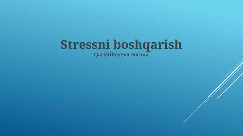 Stressni boshqarish