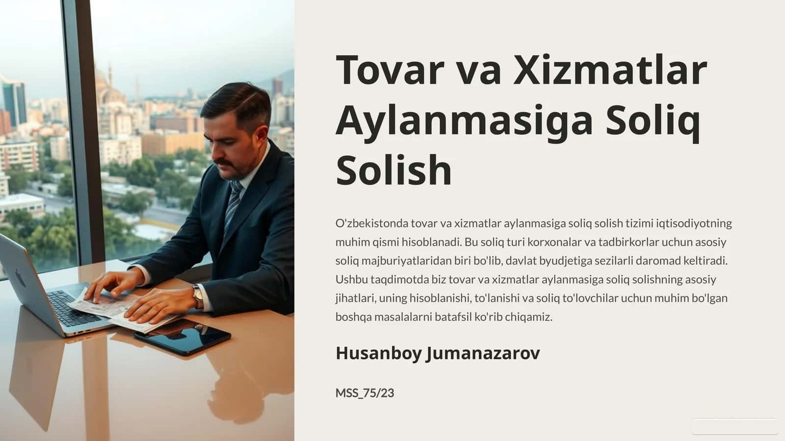 Tovar va Xizmatlar Aylanmasiga Soliq Solish