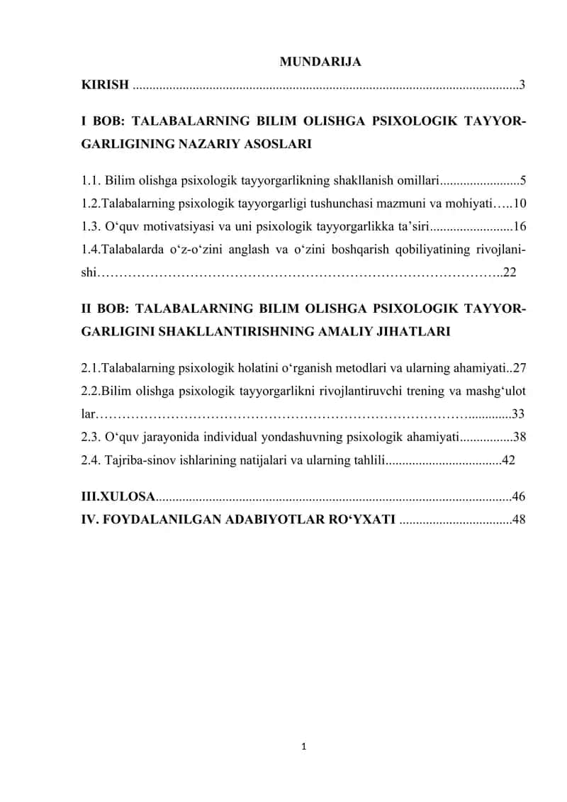 Talabalarning bilim olishga psixologik tayyorgarligi muammosi