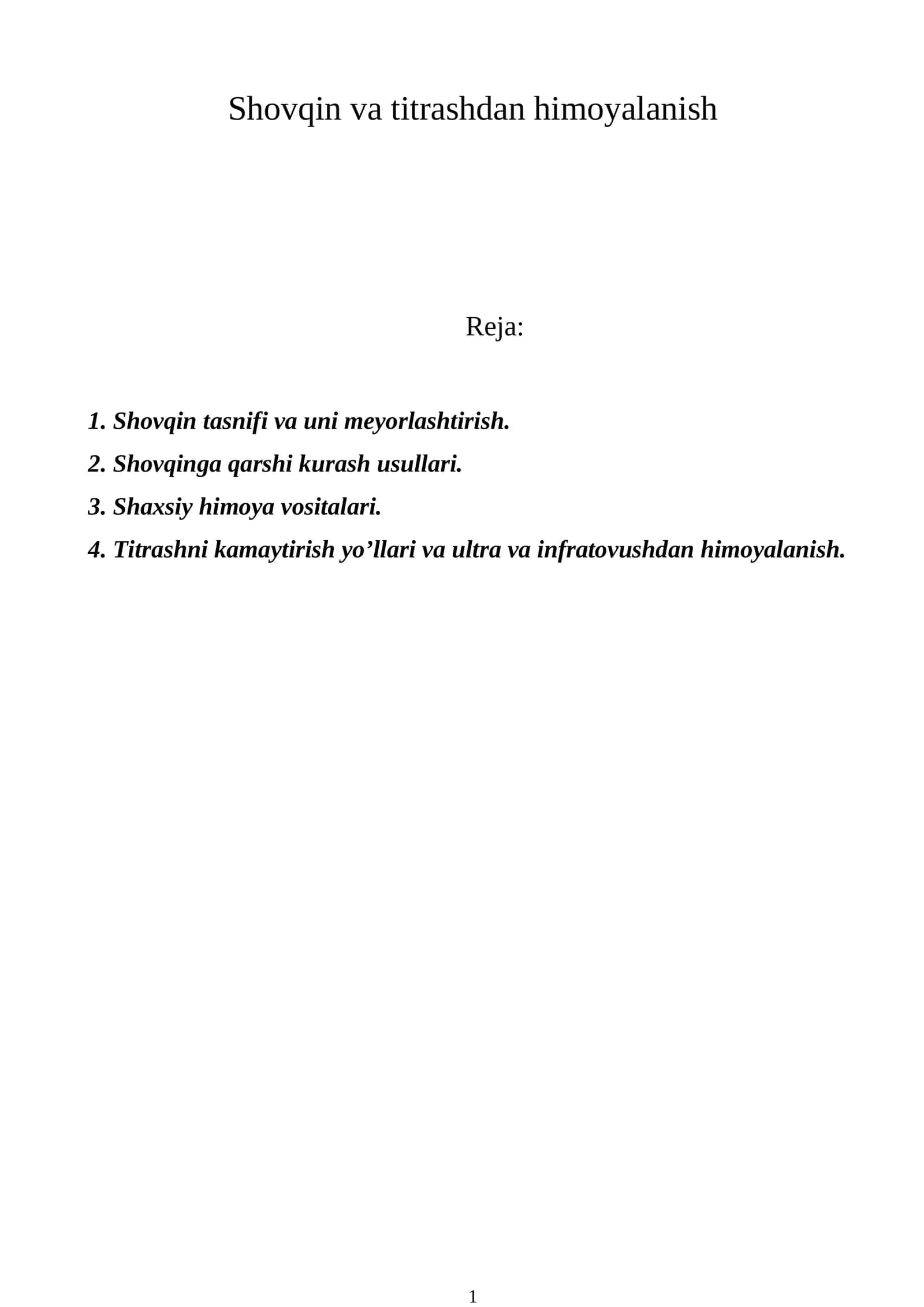 Shovqin va titrashdan himoyalanish