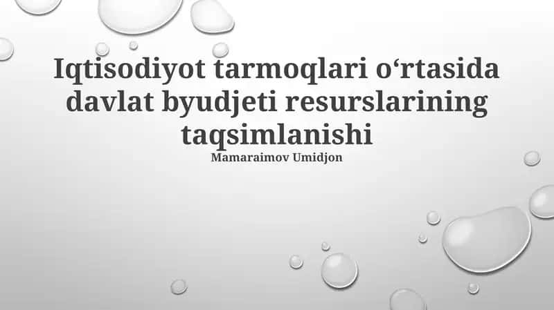 Davlat byudjeti resurslarining taqsimlanishi