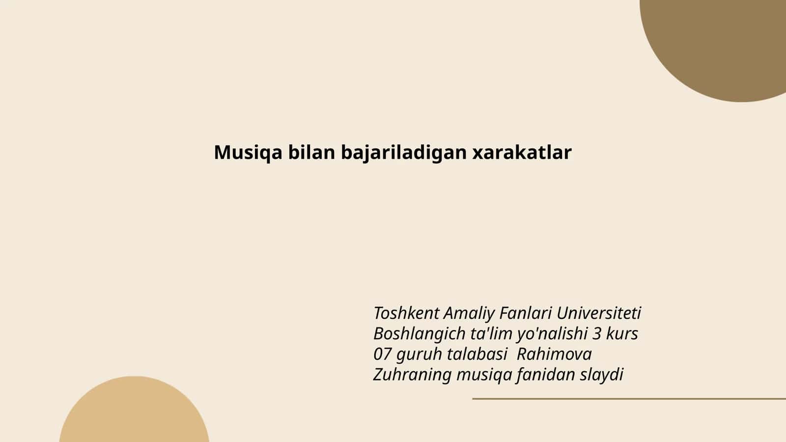 Musiqa bilan bajariladigan xarakatlar
