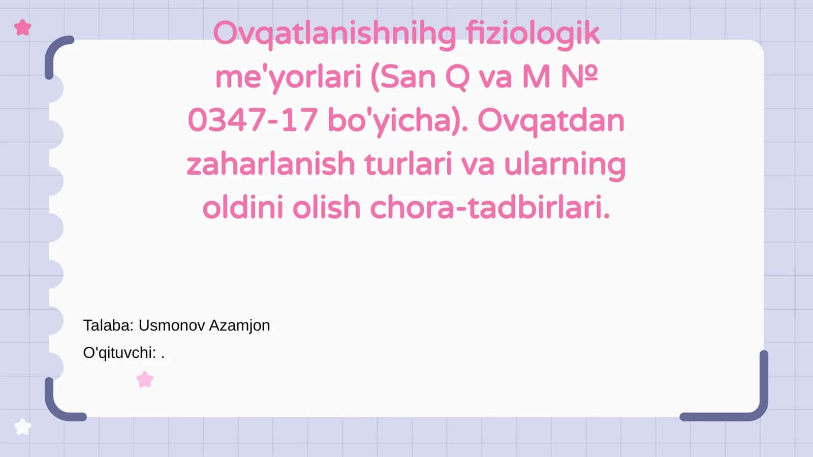 Ovqatlanish fiziologik me'yorlari