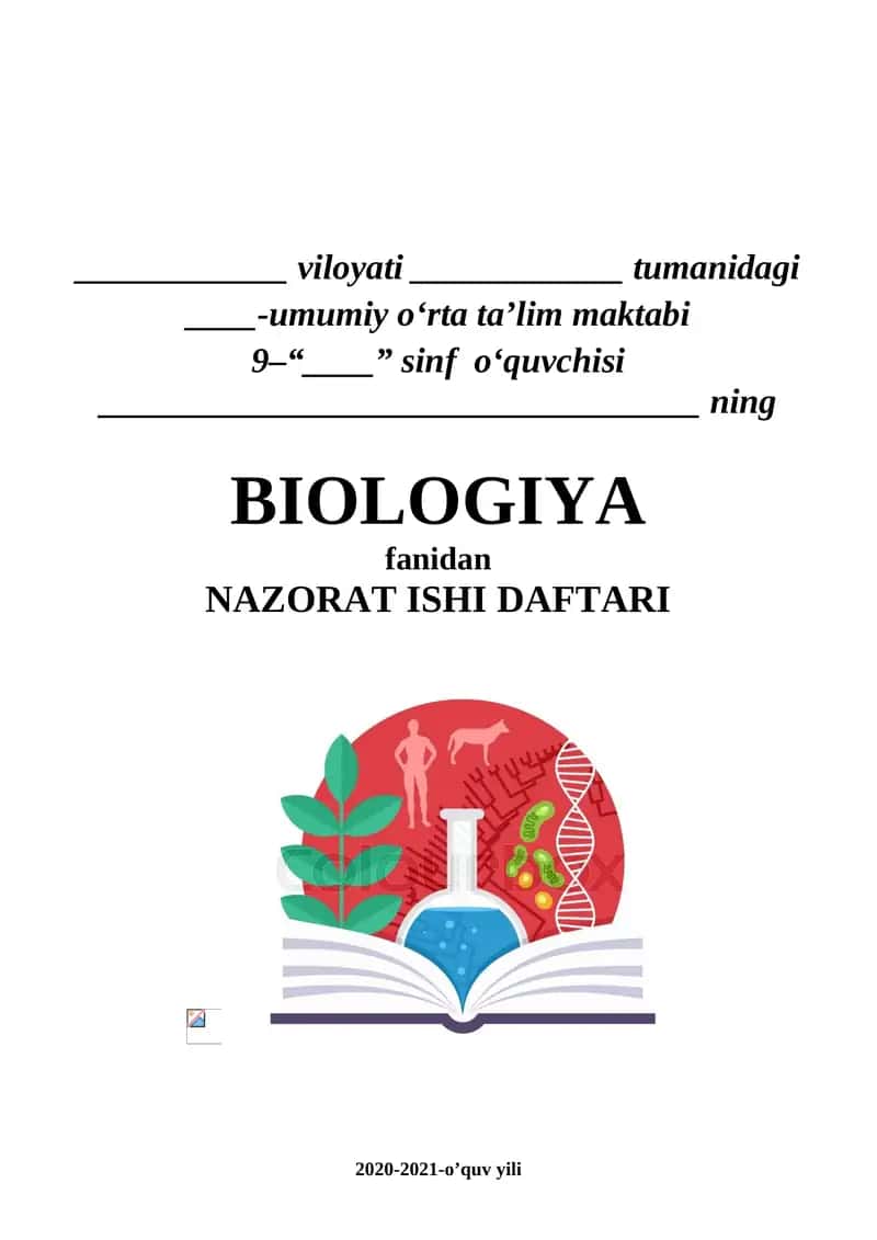 BIOLOGIYA fanidan NAZORAT ISHI DAFTARI