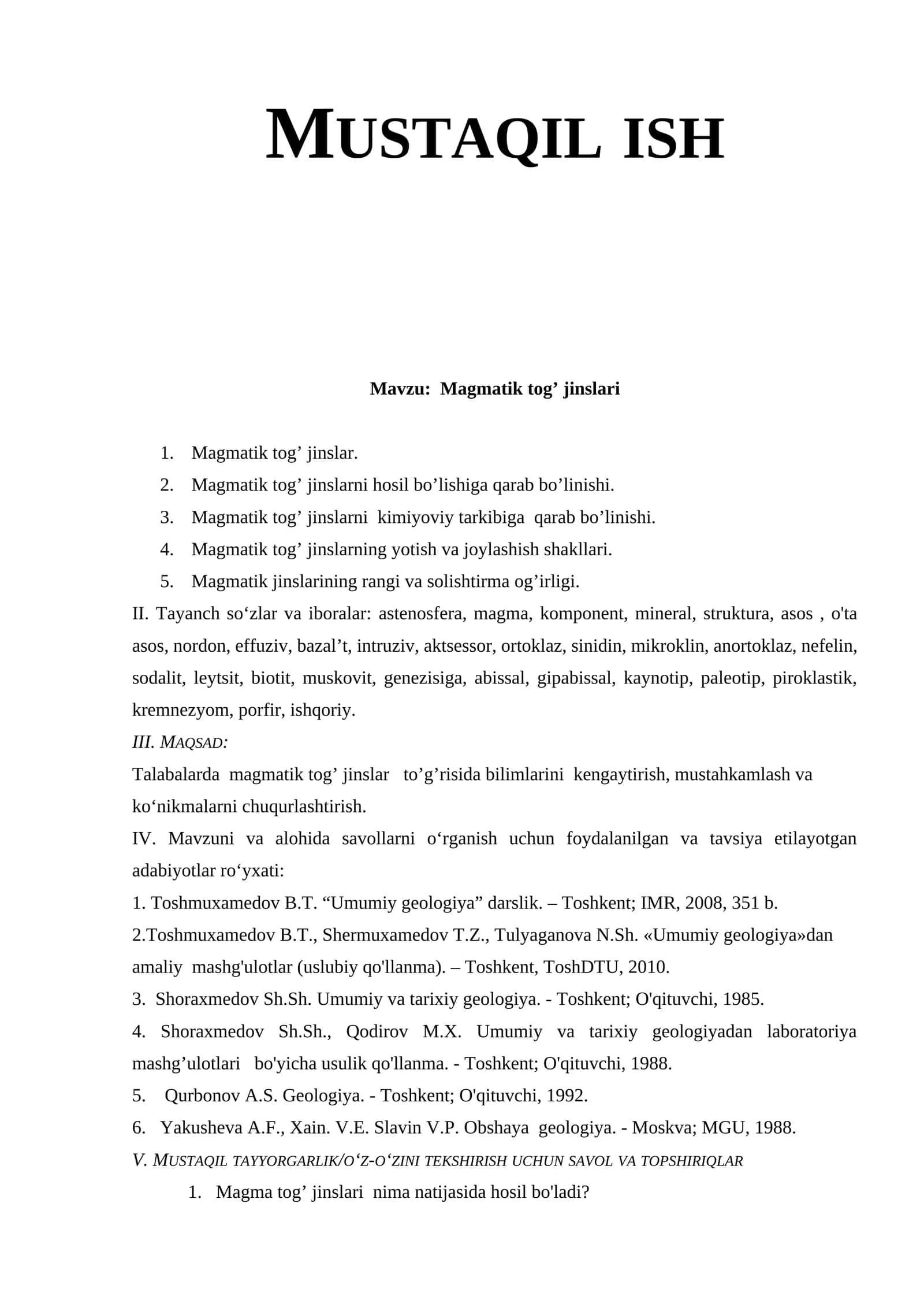 Magmatik tog’ jinslari