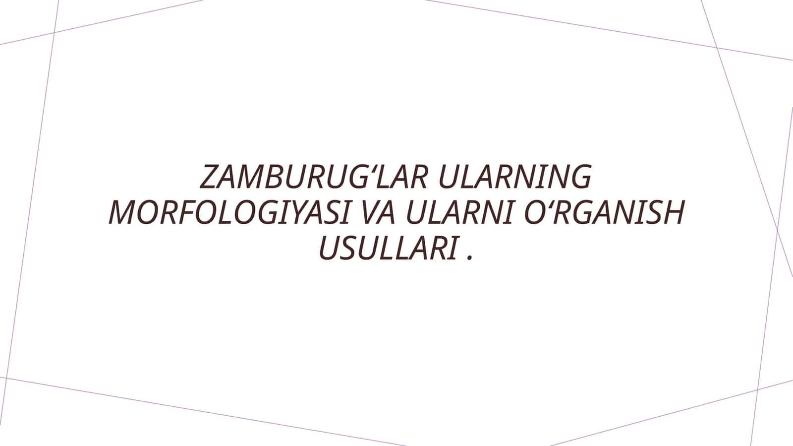 Zamburugʻlar ularning morfologiyasi va ularni oʻrganish usullari .
