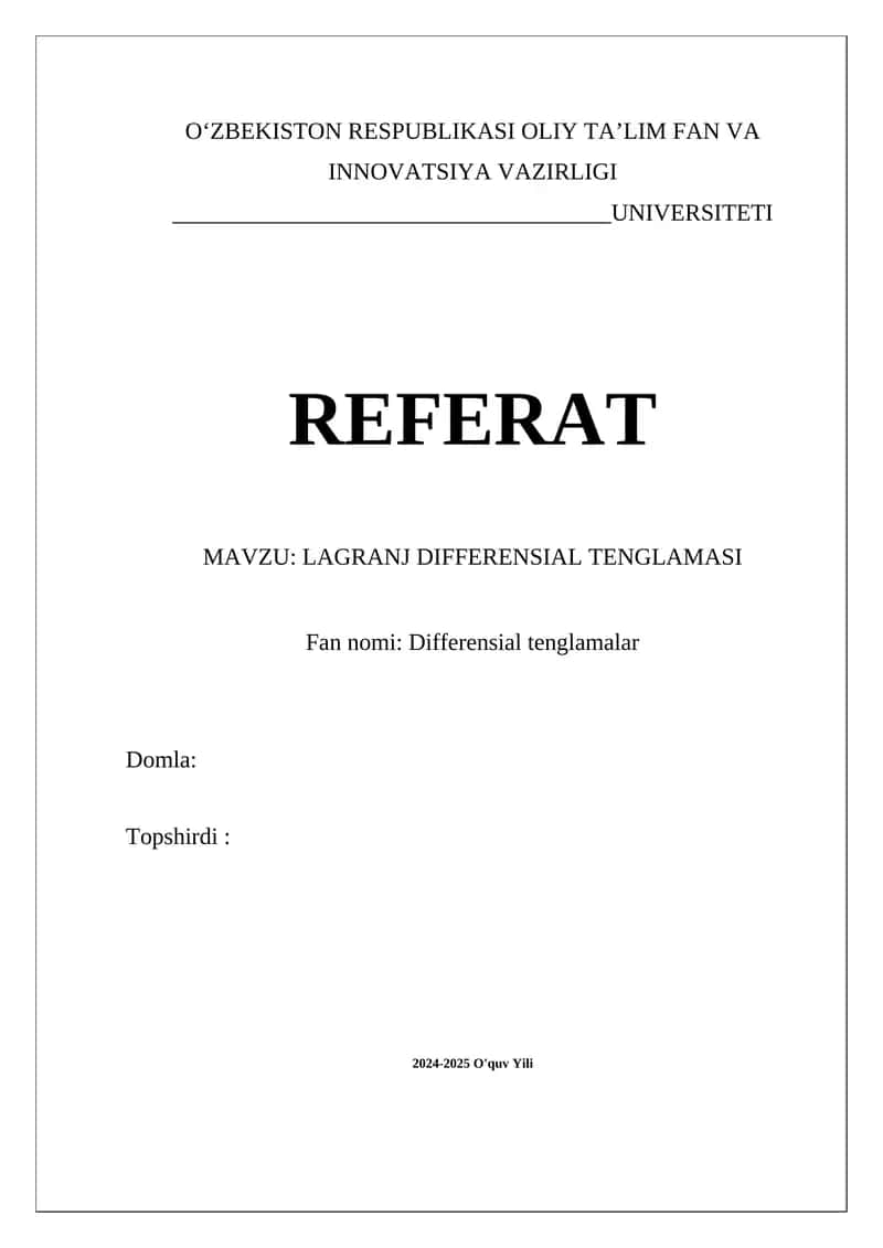 Lagranj differensial tenglamasi