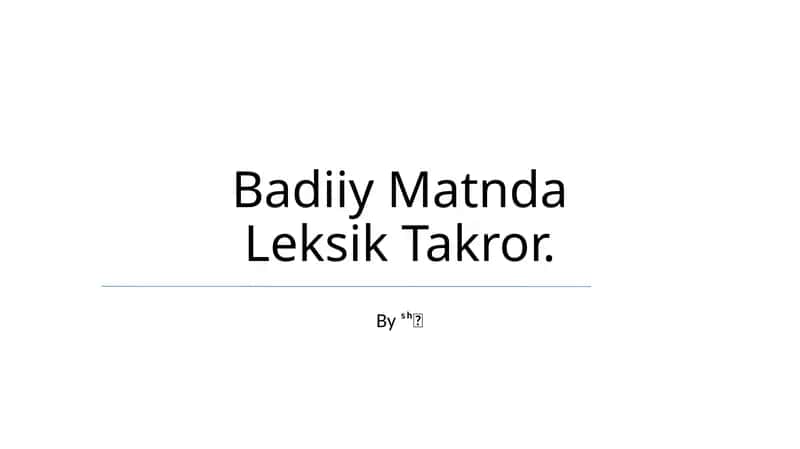 Badiiy Matnda Leksik Takror