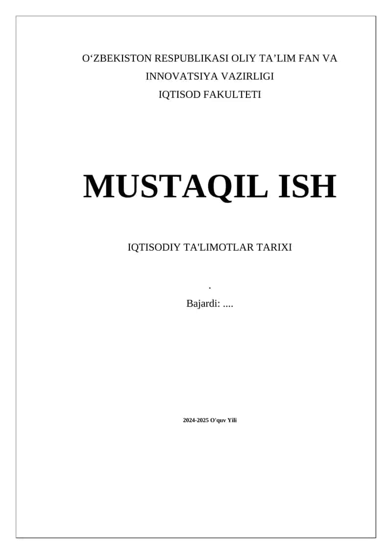 Iqtisodiy ta'limotlar tarixi