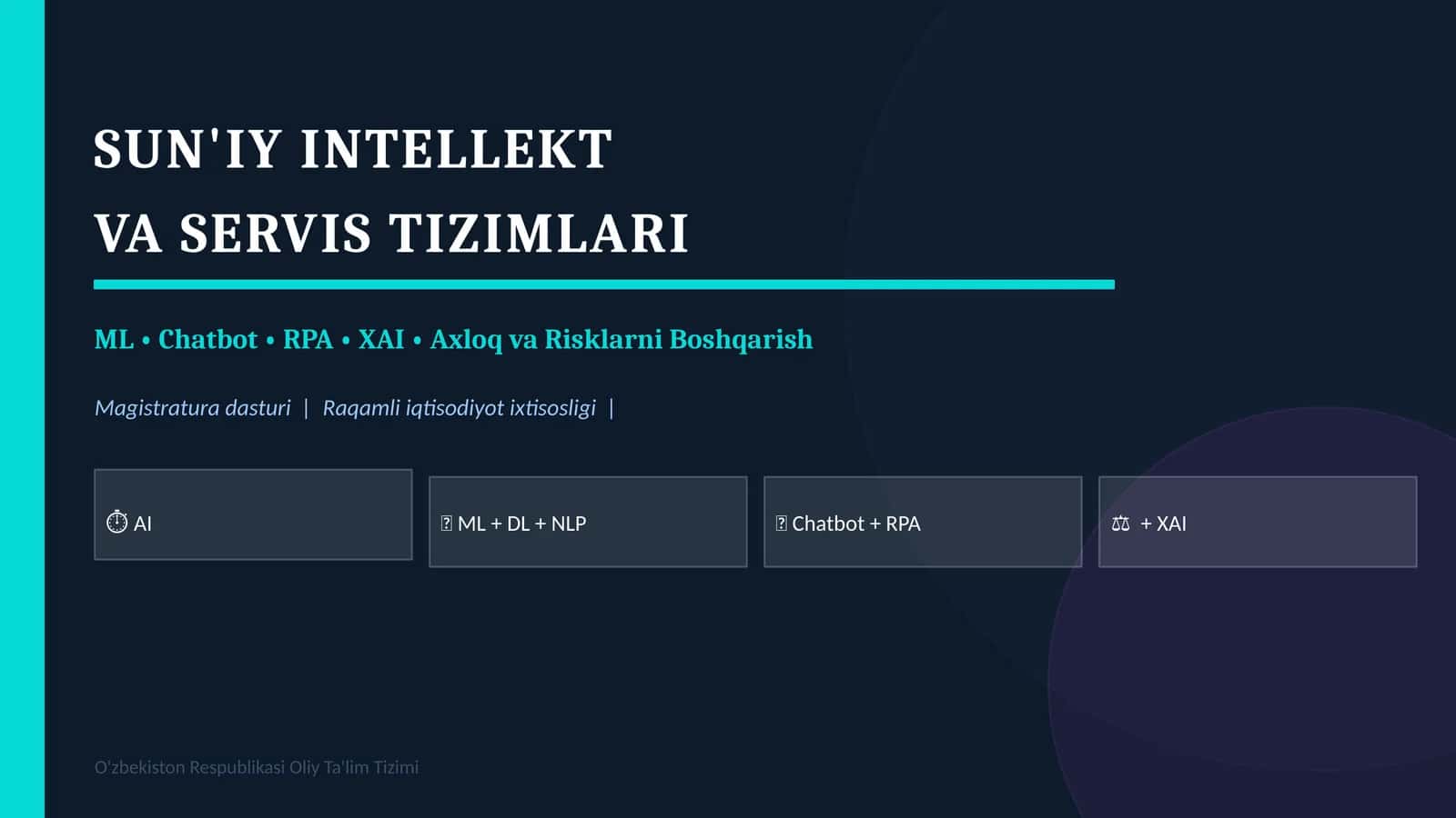 SUN'IY INTELLEKT VA SERVIS TIZIMLARI