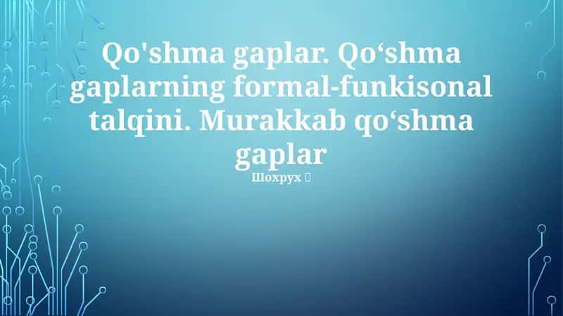 Murakkab Gaplarning Rasmiy-Funktsional Tahlili