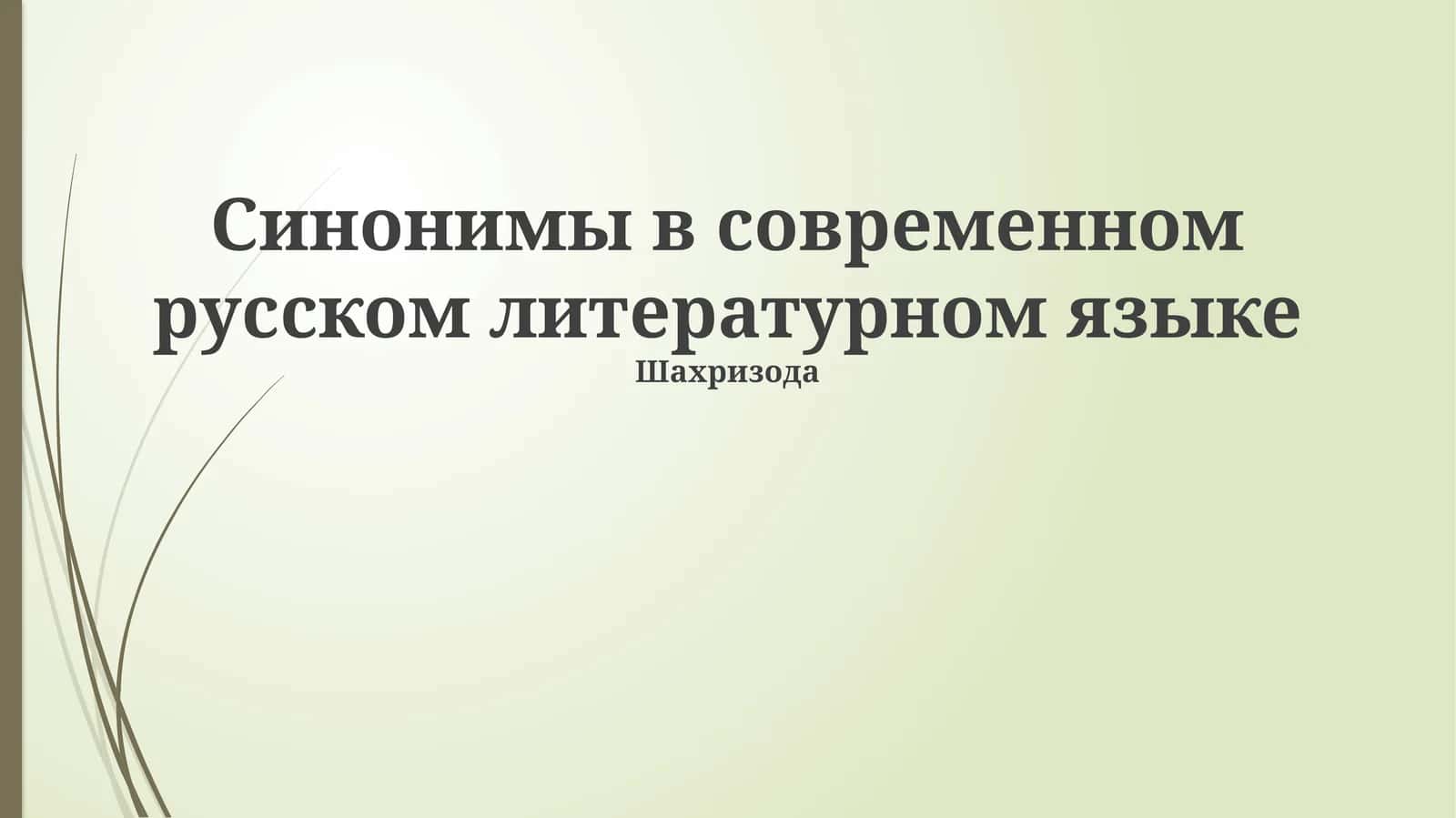 Синонимы в современном русском литературном языке