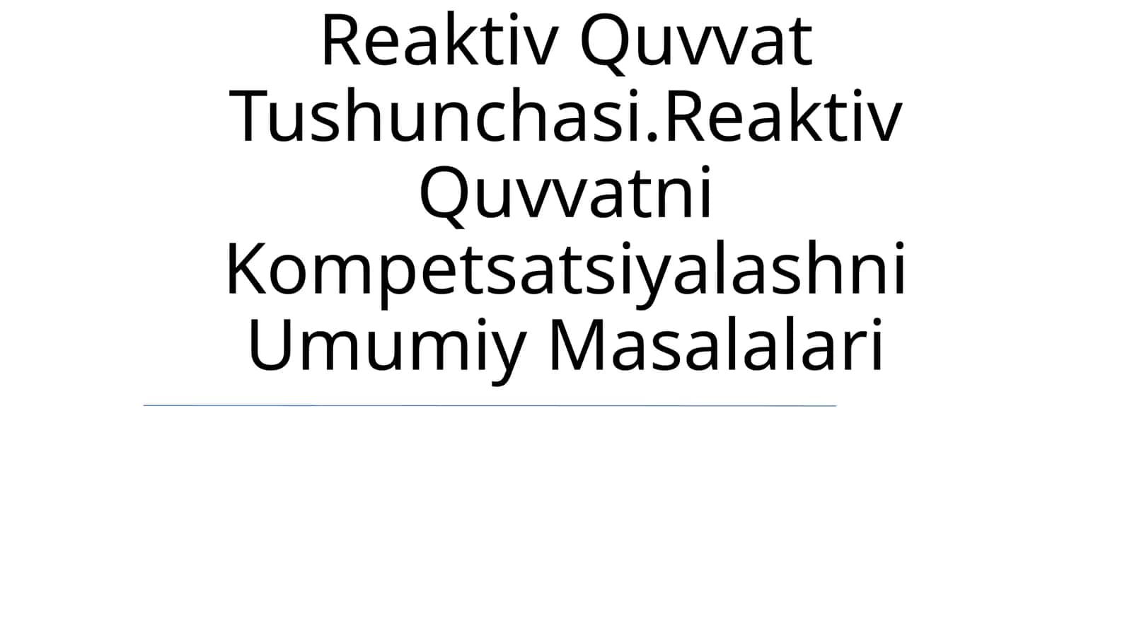 Reaktiv Quvvat Tushunchasi