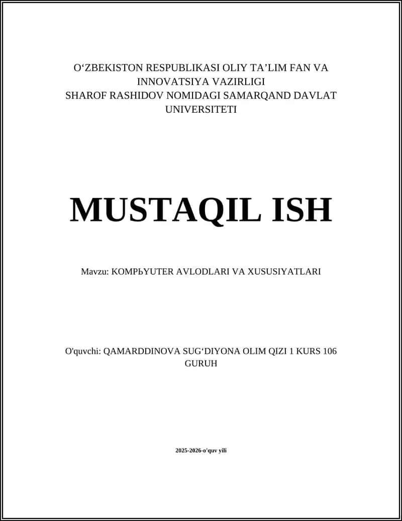 Kompyuter Avlodlari: Umumiy Tushuncha