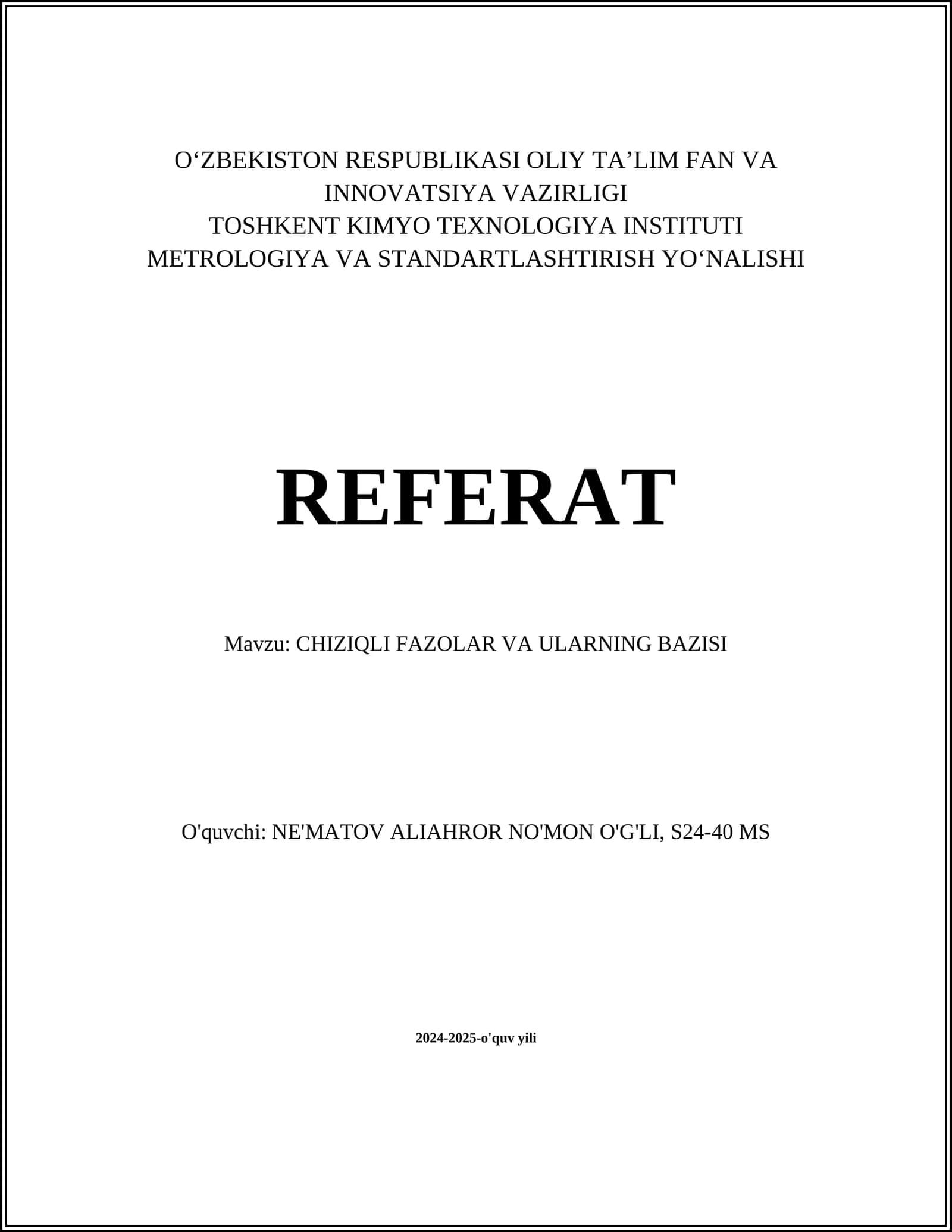 CHIZIQLI FAZOLAR VA ULARNING BAZISI
