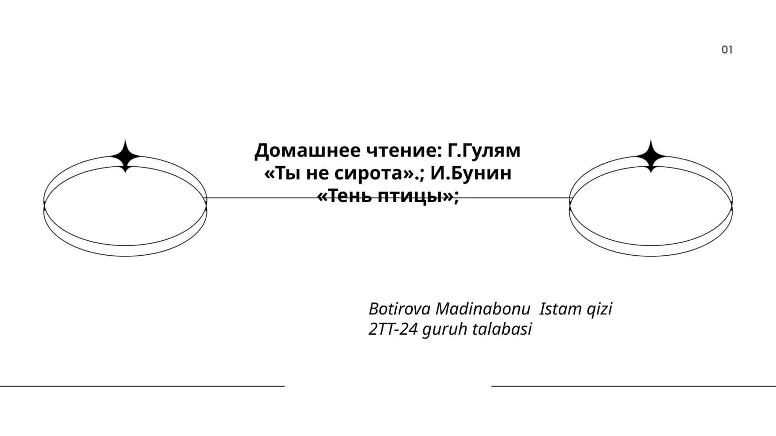Домашнее чтение: Г.Гулям «Ты не сирота». И.Бунин «Тень птицы»