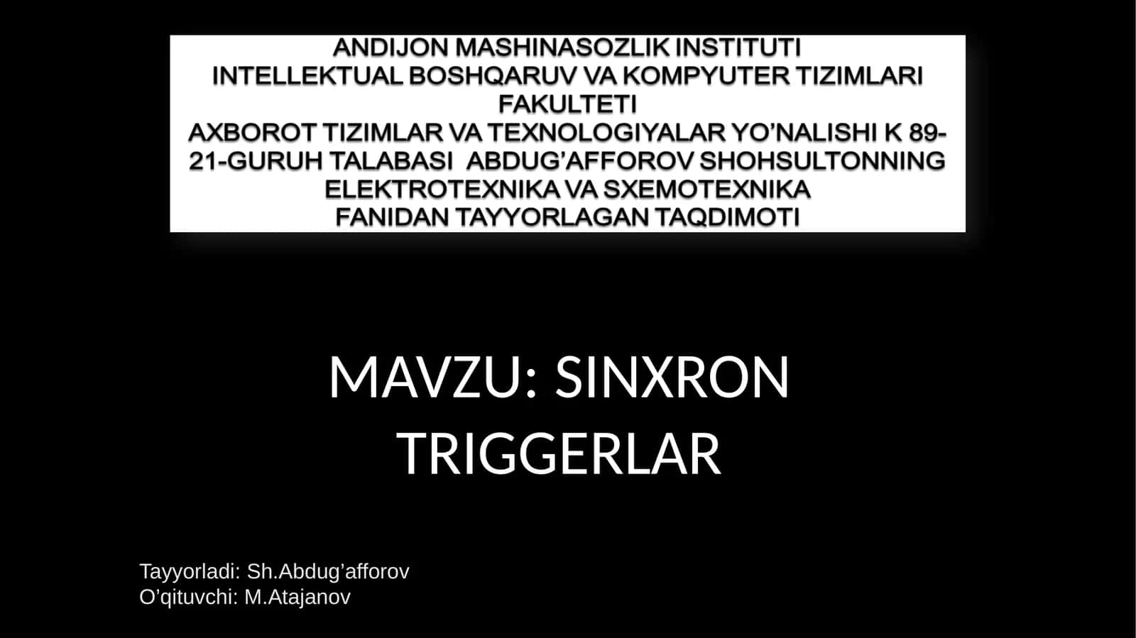 SINXRON TRIGGERLAR