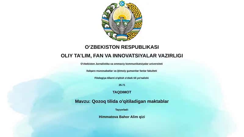 Qozoq tilida o'qitiladigan maktablar