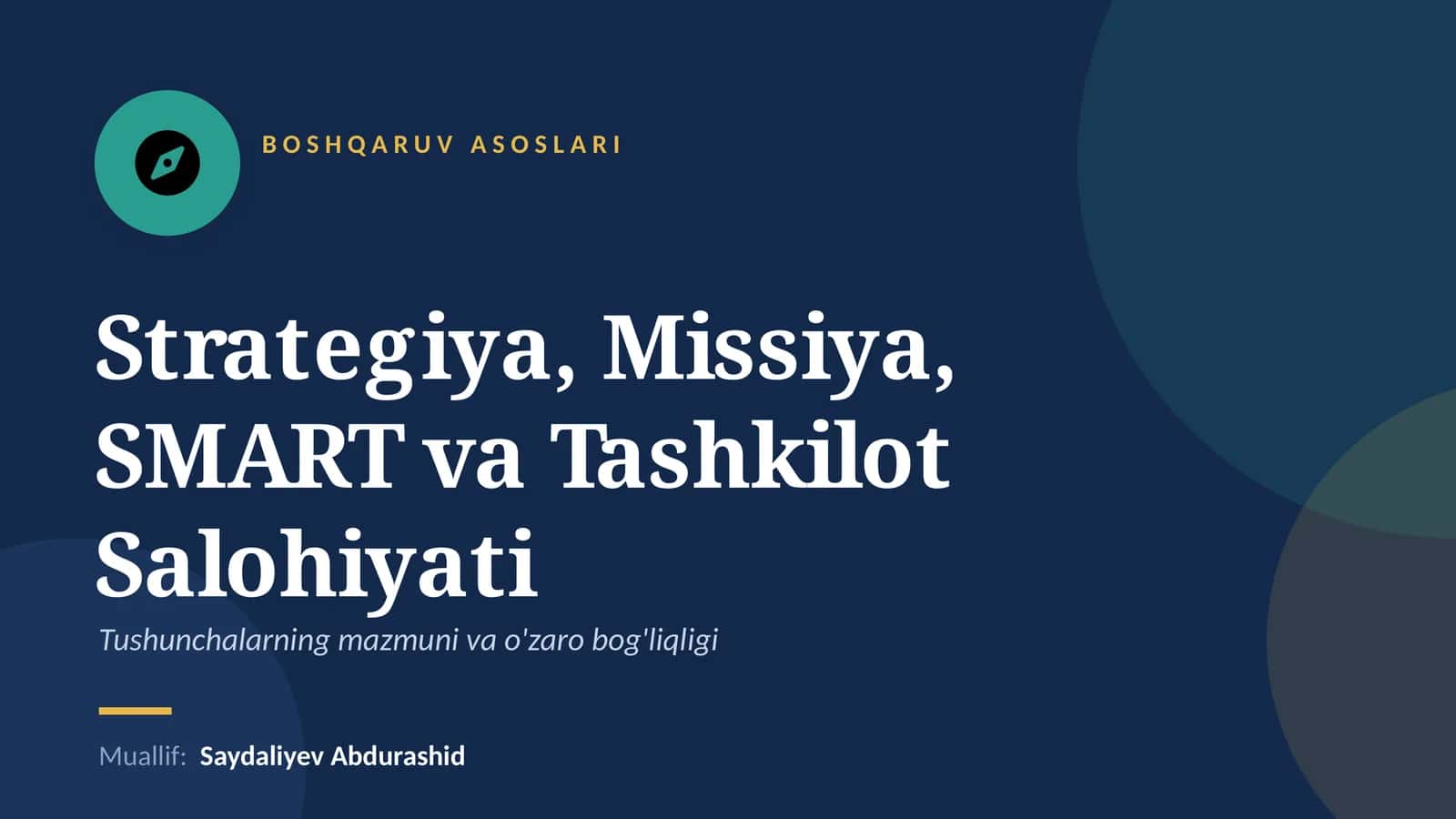 BOSHQARUV ASOSLARI