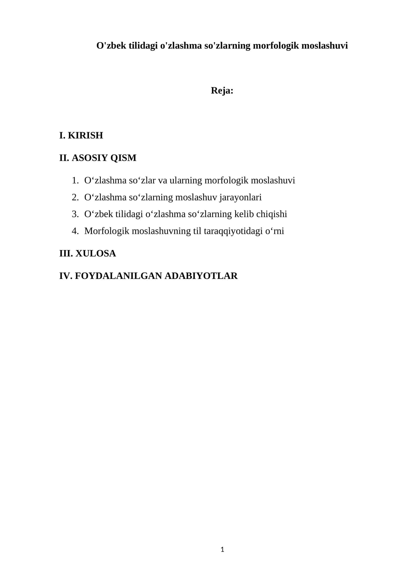 O'zbek tilidagi o'zlashma so'zlarning morfologik moslashuvi