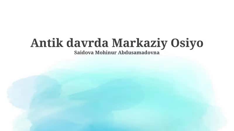 Antik davrda Markaziy Osiyo