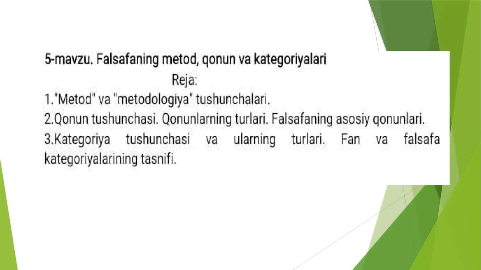 Falsafa metodlari va qonun kategoriyalari