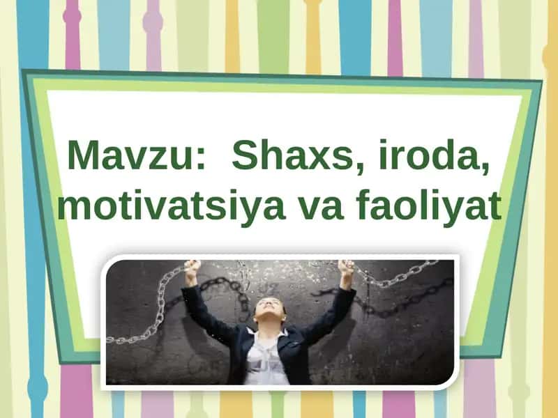 Shaxs, iroda, motivatsiya va faoliyat