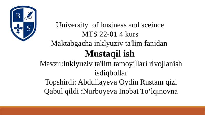 Inklyuziv ta'lim tamoyillari rivojlanish isdiqbollar