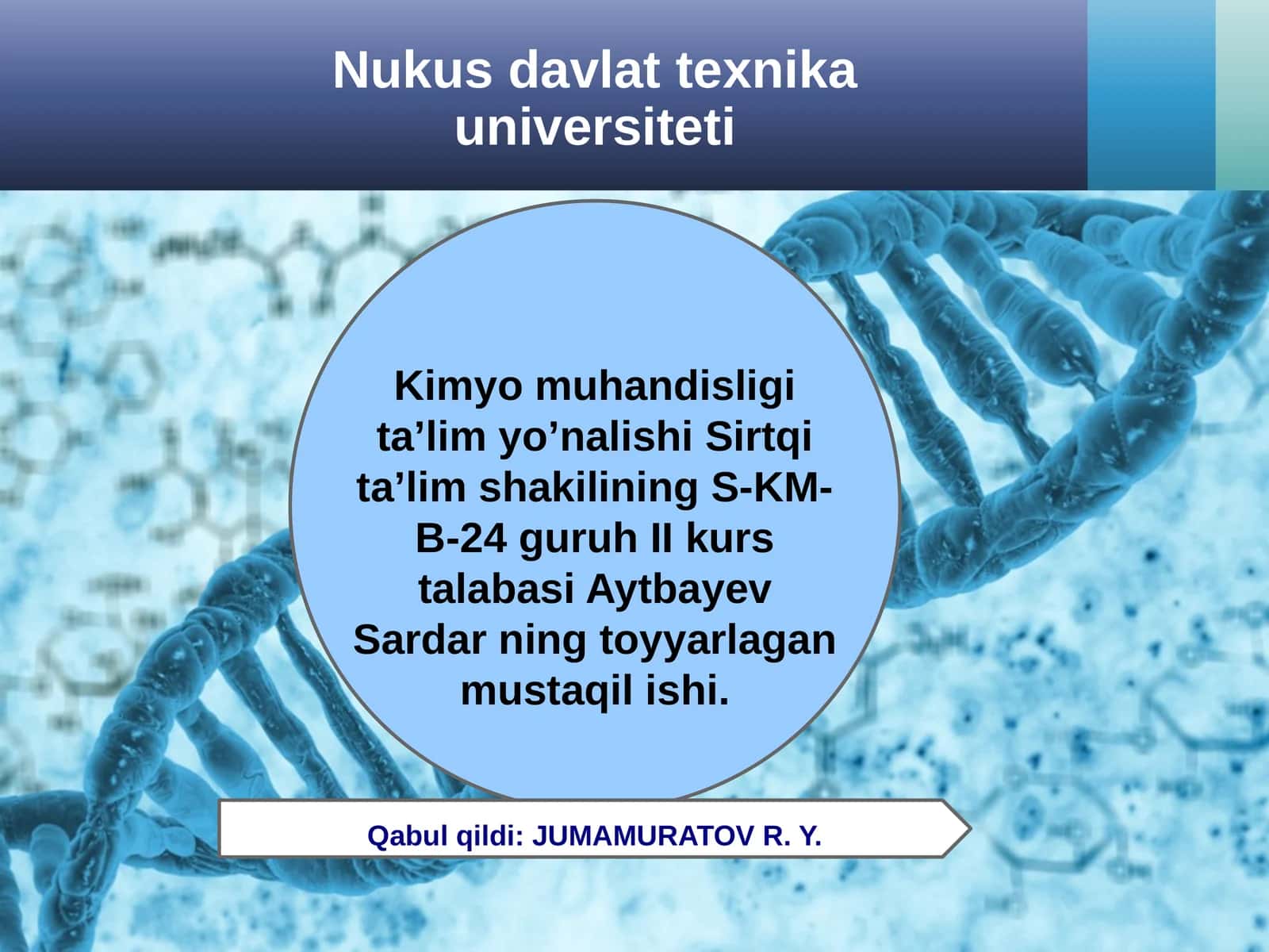 Kimyo muhandisligi ta’lim yo’nalishi