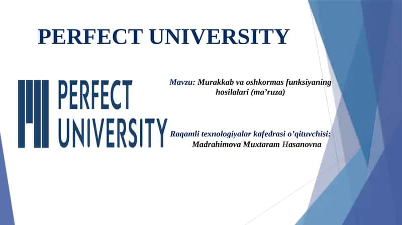 Murakkab va oshkormas funksiyaning hosilalari (ma’ruza)