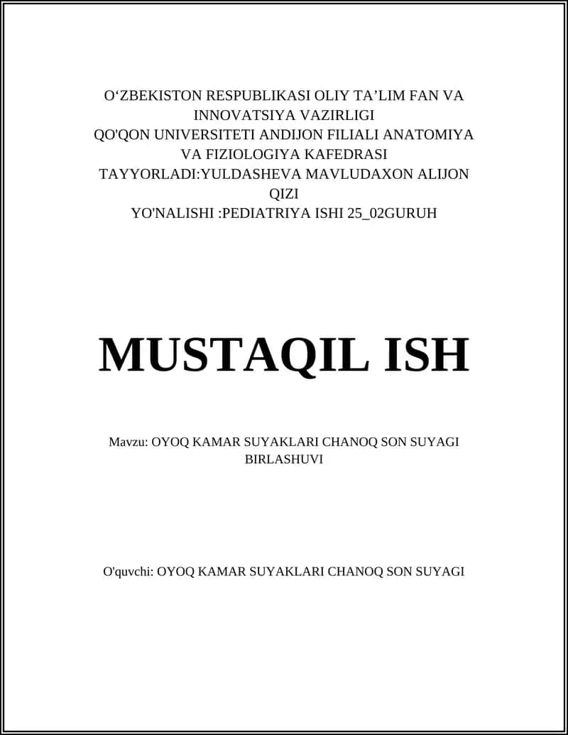 OYOQ KAMAR SUYAKLARI CHANOQ SON SUYAGI BIRLASHUVI
