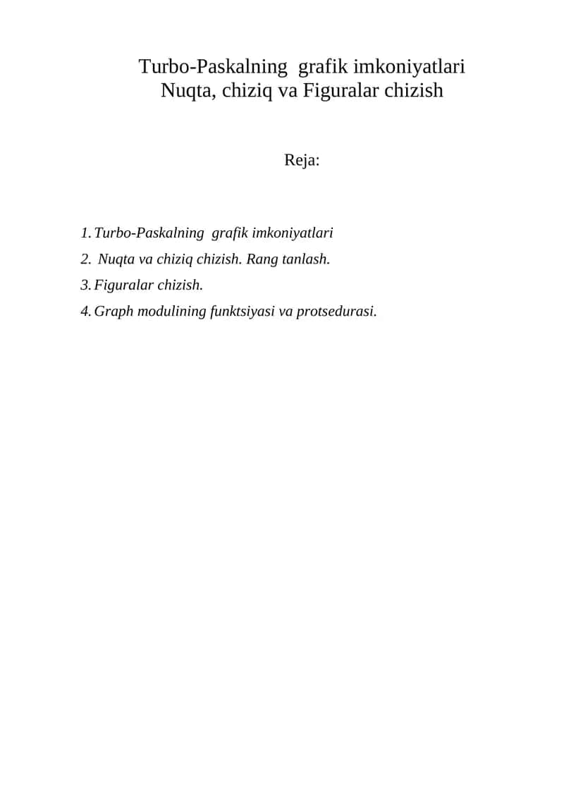 Turbo-Paskalning grafik imkoniyatlari