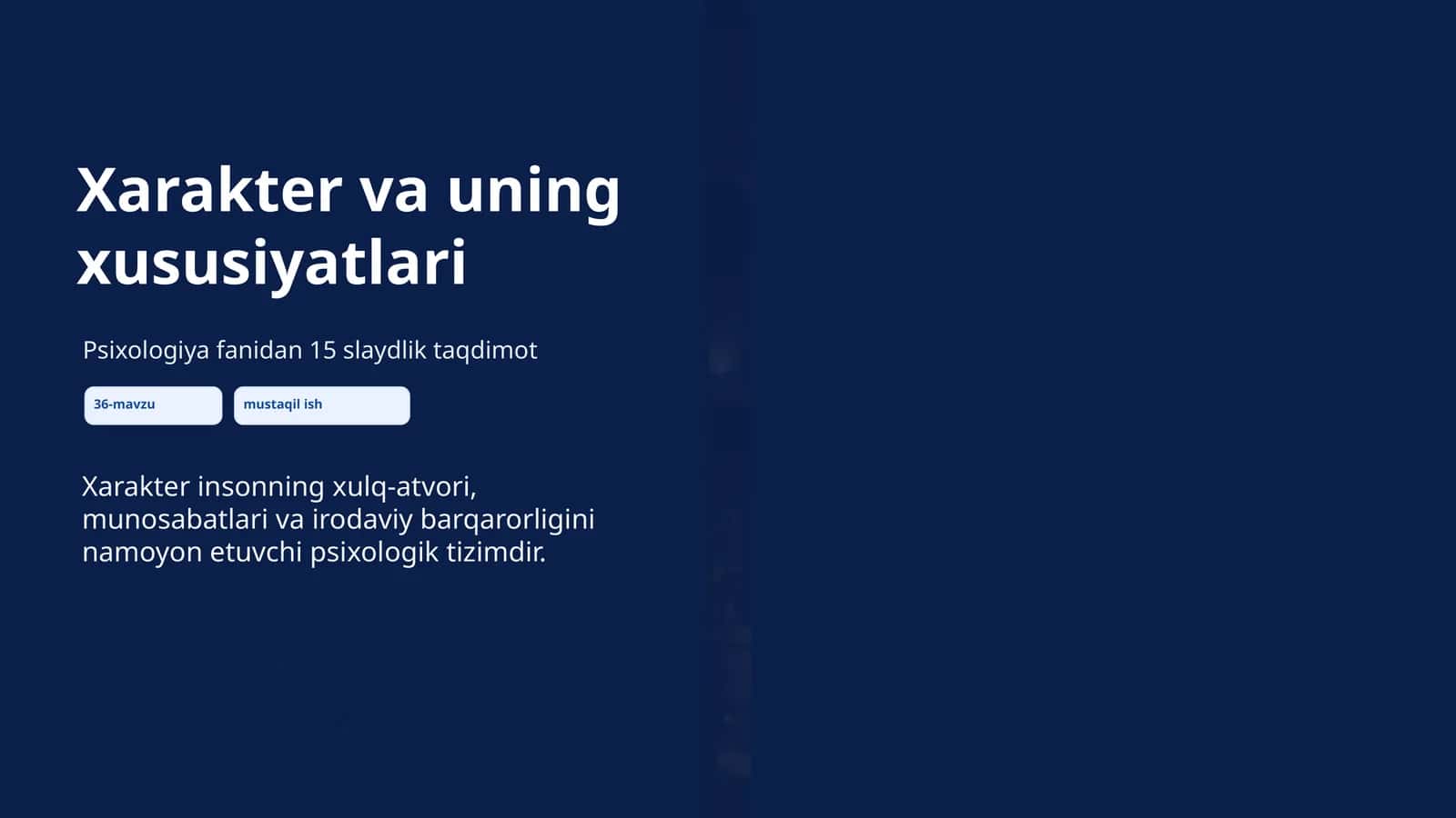 Xarakter va uning xususiyatlari