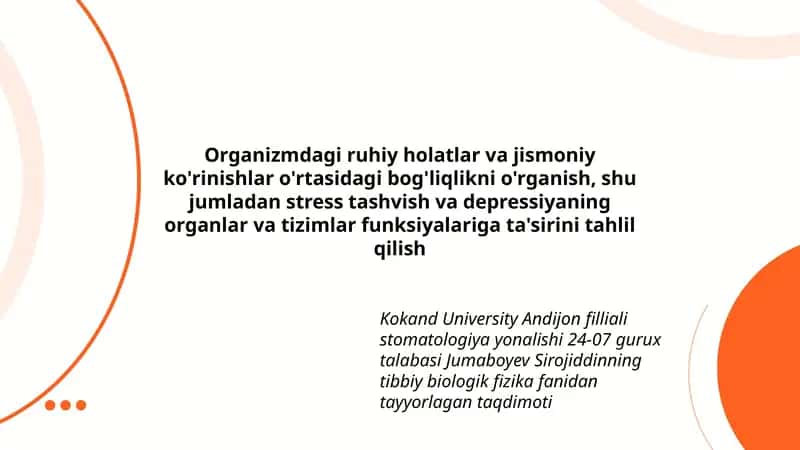 Tibbiy biologik fizika fanidan taqdimot