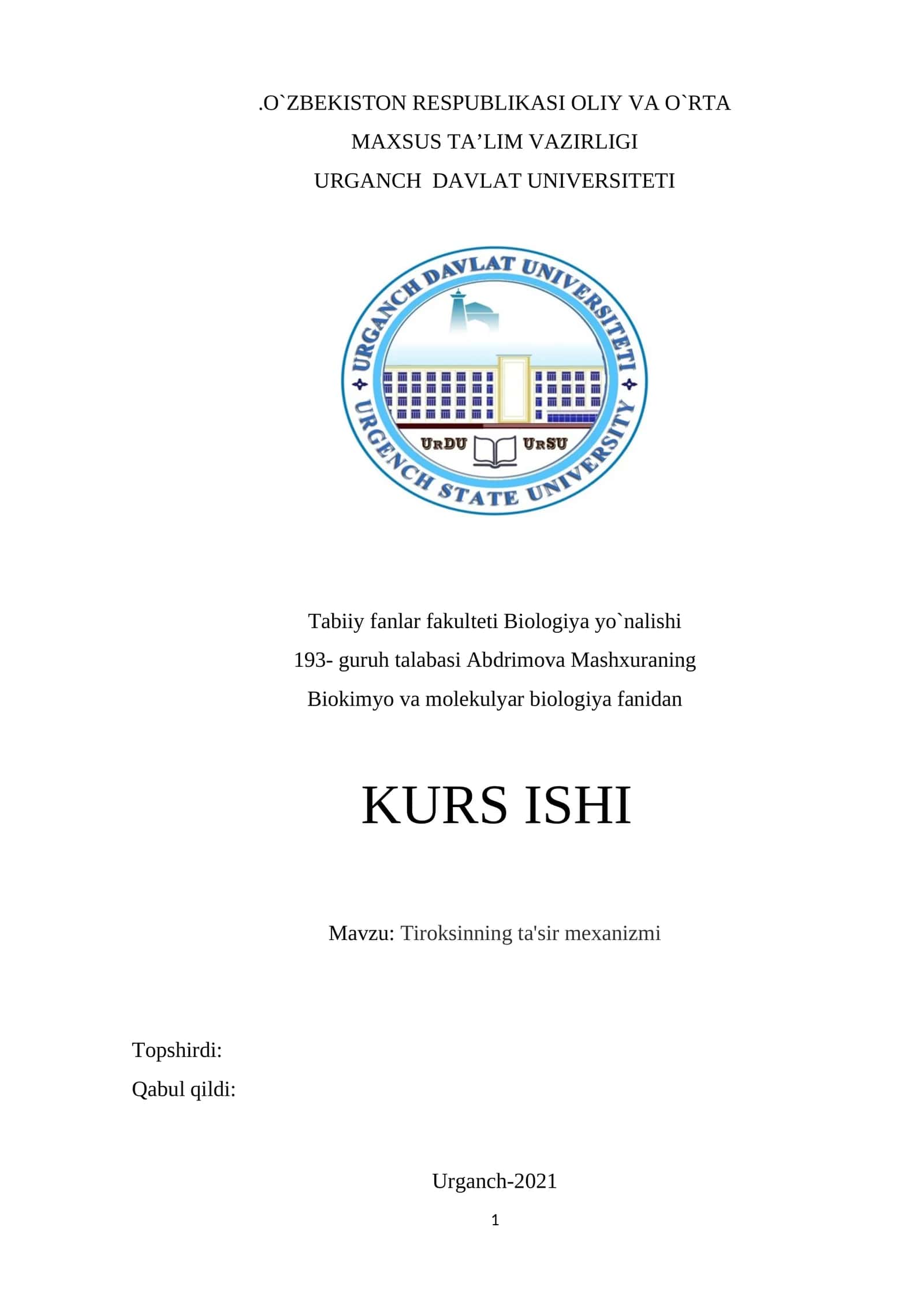 Tiroksinning ta'sir mexanizmi