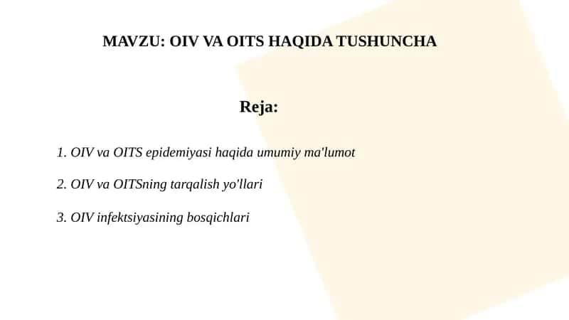 OIV va OITS haqida tushuncha
