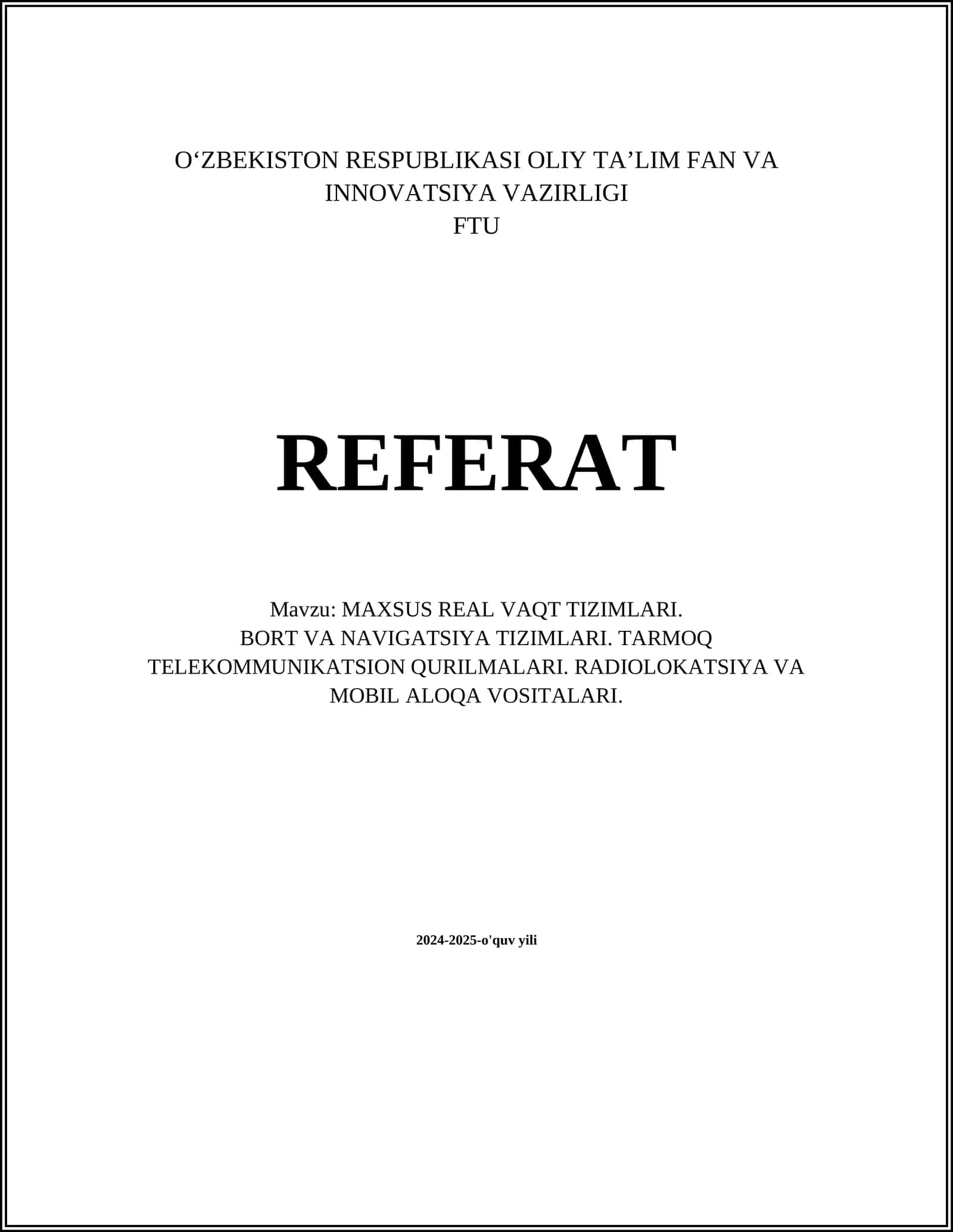 MAXSUS REAL VAQT TIZIMLARI