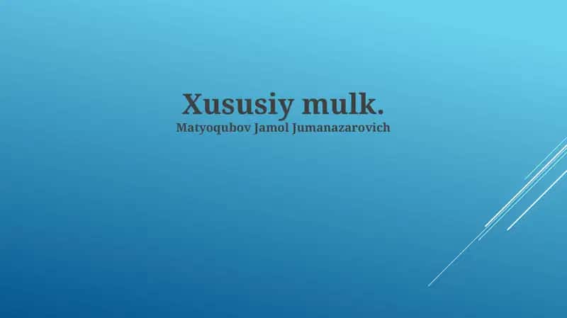 Xususiy mulk