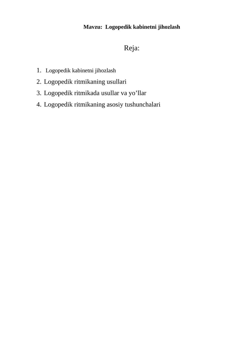 Logopedik kabinetni jihozlash