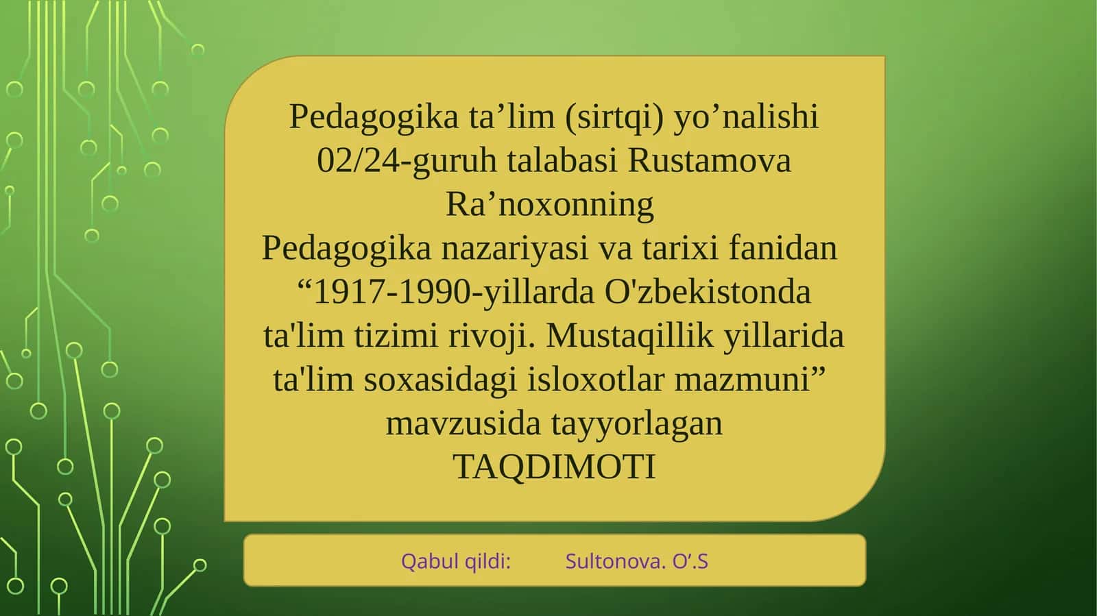 Pedagogikatanazariyasi tatarixi fanidan
