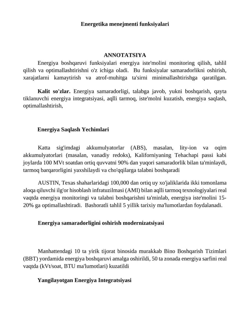 Energetika menejmenti funksiyalari